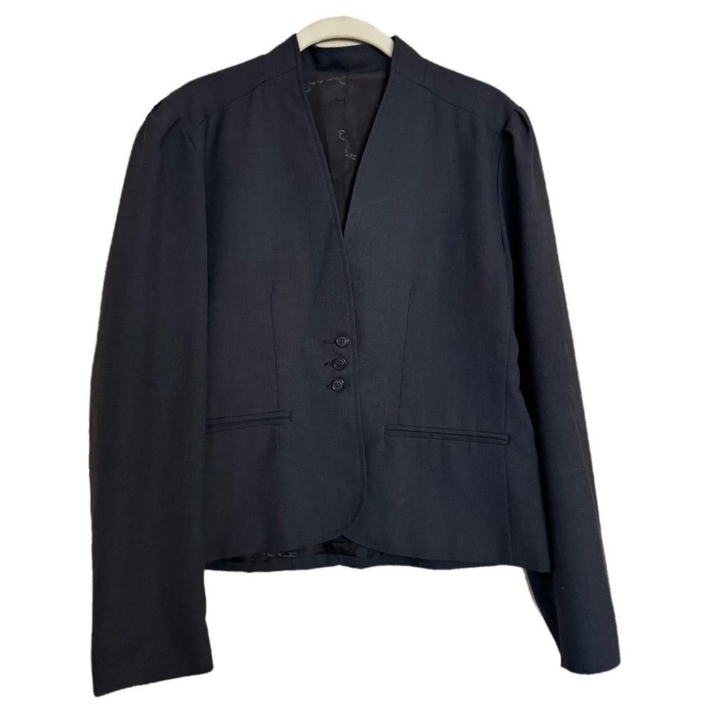 Vintage Oscar De La Renta Black Blazer Jacket Sz 13/14 Designer Business Preppy